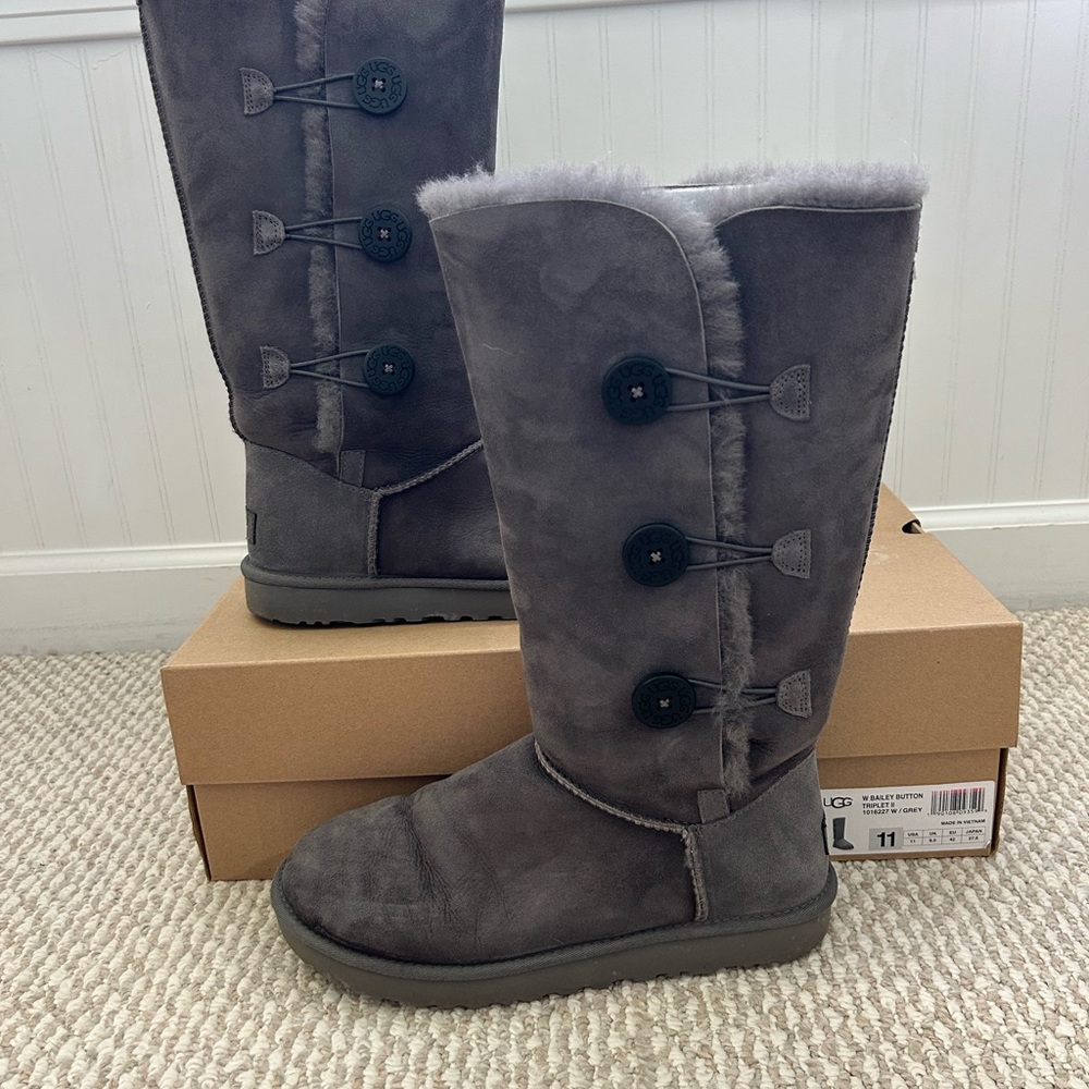 UGG Gray Winter Boots with Plush Lining